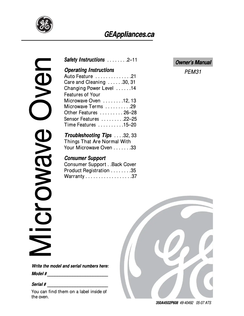 Página 1 del manual Manual de usuario GE PEM31BMC