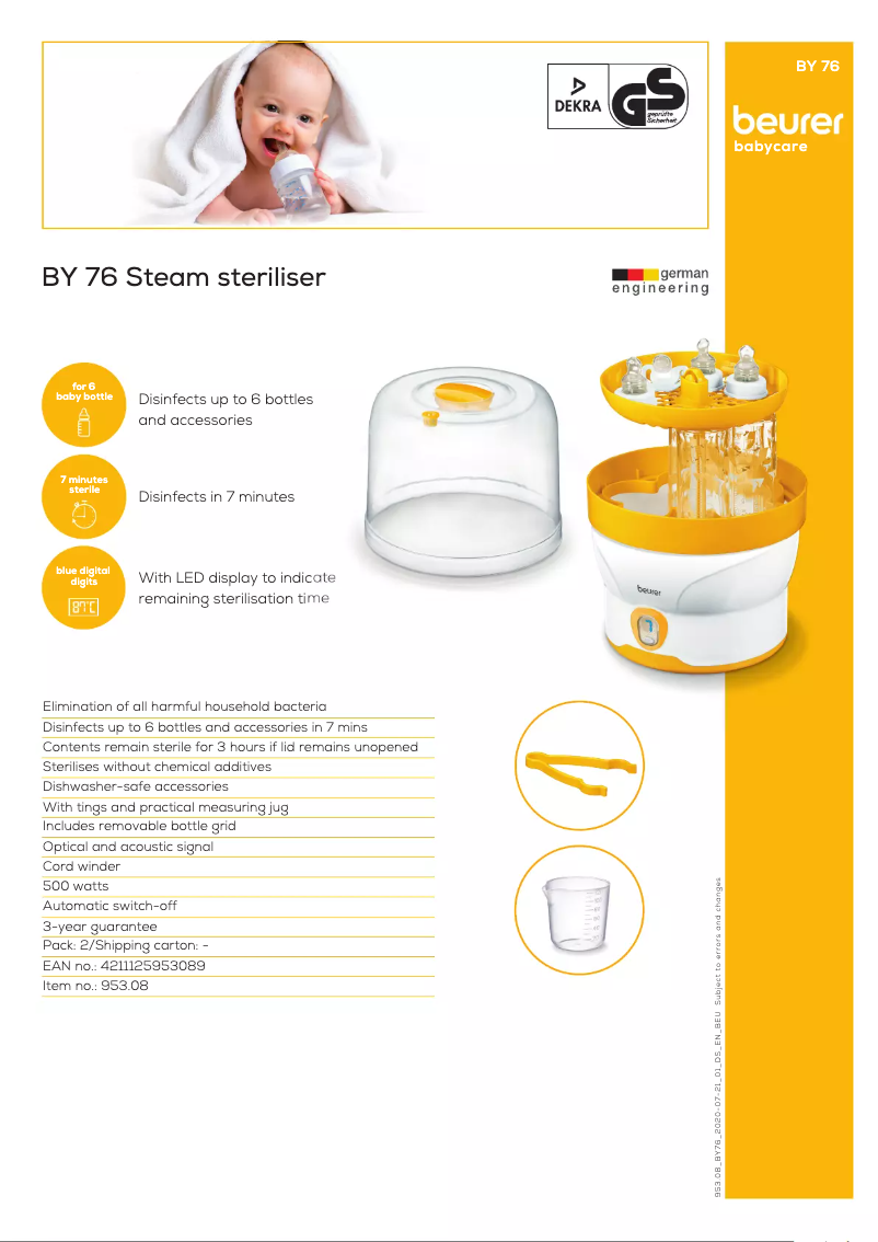 Página 1 del manual Ficha técnica Beurer BY 76