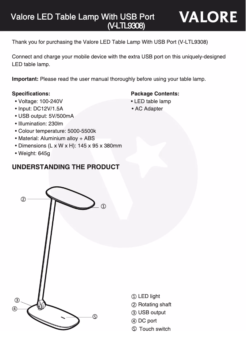 Página 1 del manual Manual de usuario Valore V-LTL9308