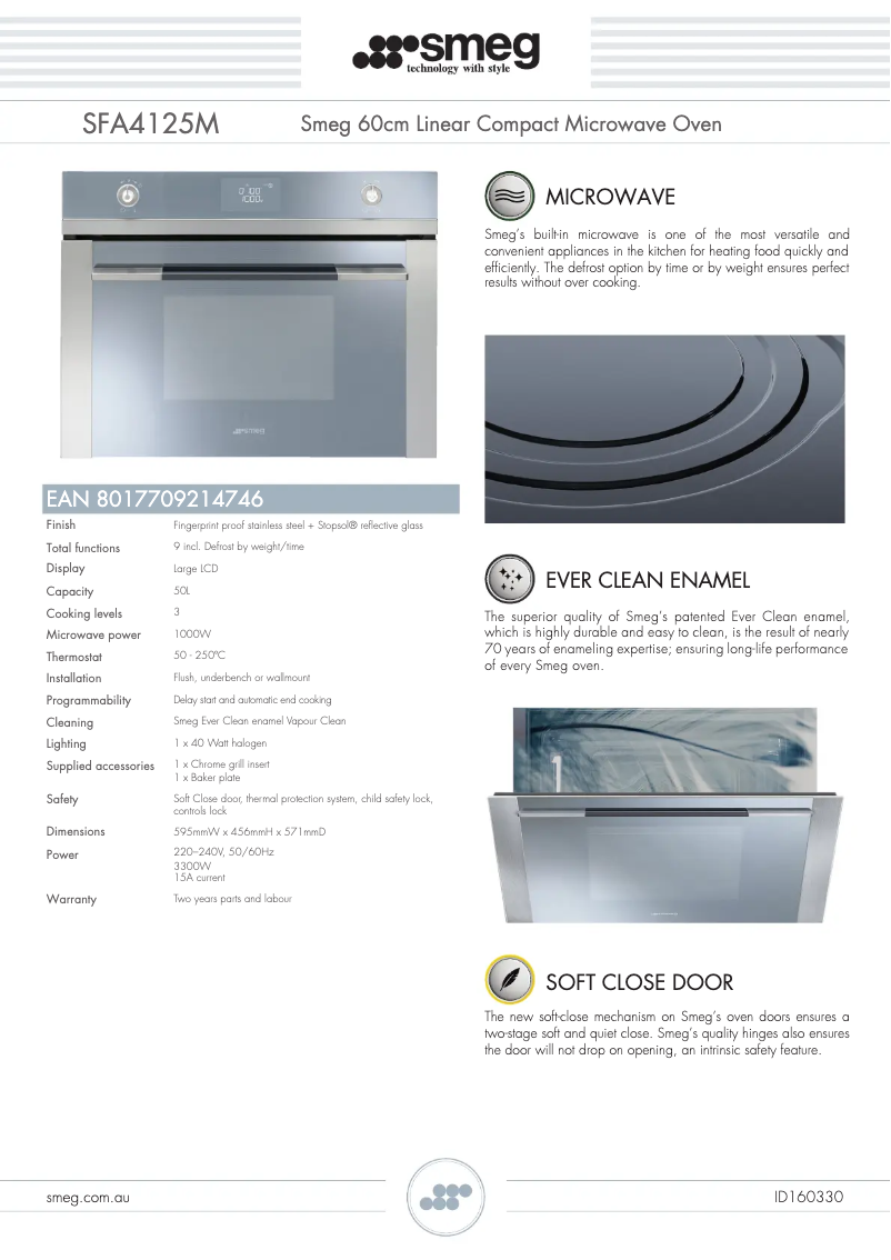 Página 1 del manual Ficha técnica Smeg SFA4125M