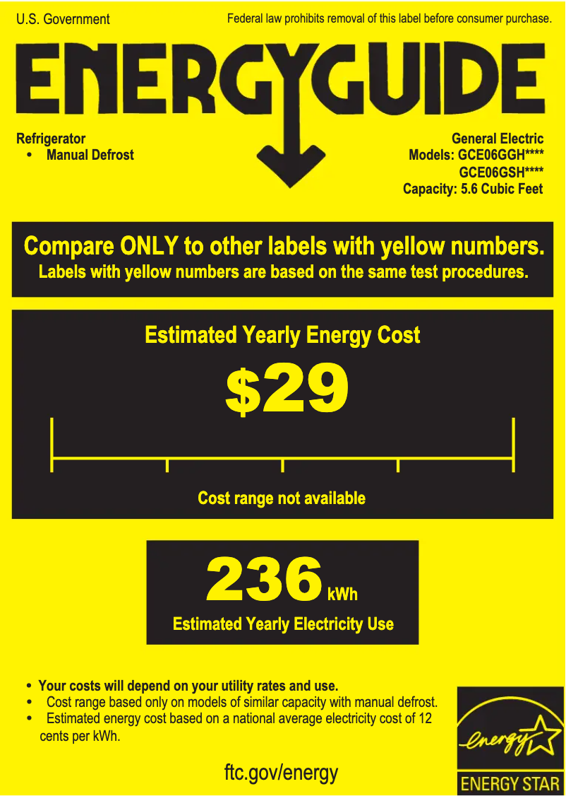 Página 1 del manual Etiqueta energética GE GCE06GSHSB