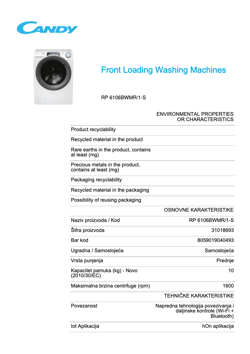 Imagen de la primera página del manual del dispositivo RP 6106BWMR/1-S