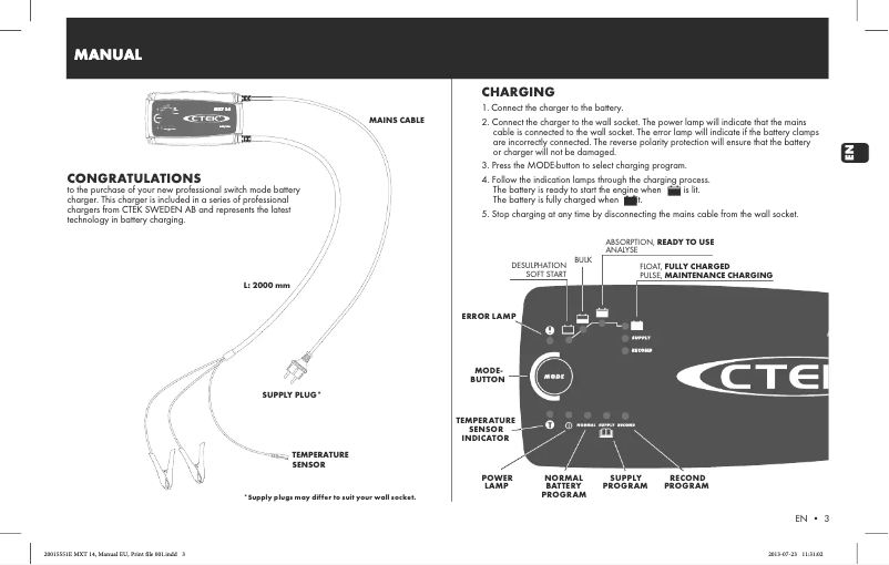 Imagen de la primera página del manual del dispositivo MXT 14