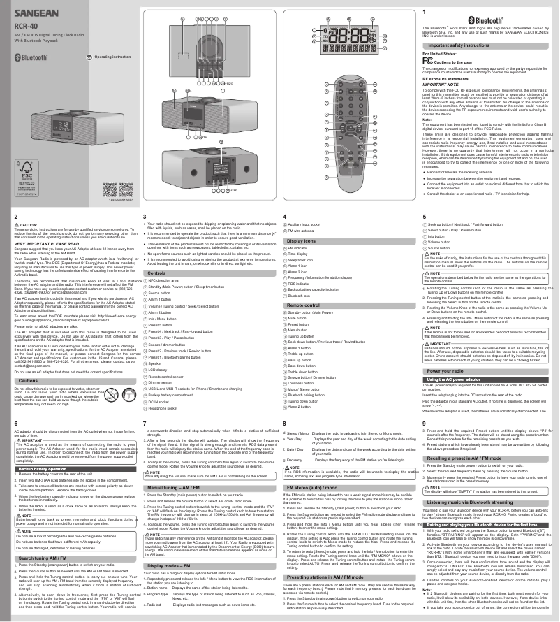 Imagen de la primera página del manual del dispositivo RCR-40