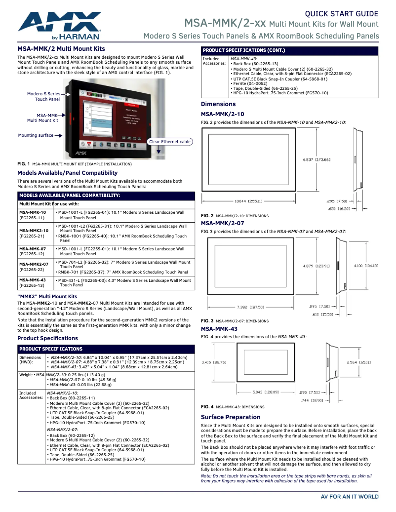 Imagen de la primera página del manual del dispositivo MSA-MMK-43