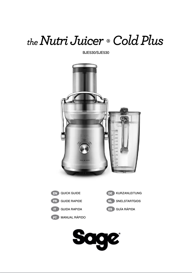 Página 1 del manual Manual de usuario Sage the Nutri Juicer Cold Plus BJE530