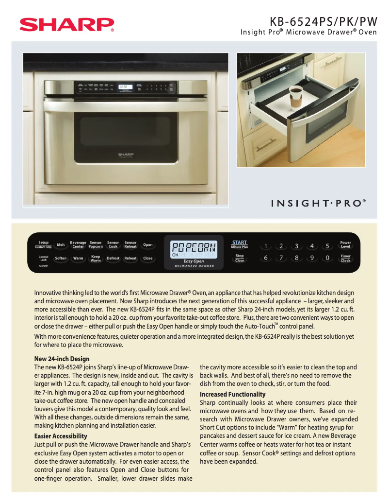 Página 1 del manual Ficha técnica Sharp KB6524PS