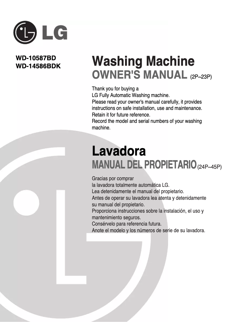 Página nº 1 - Manual de usuario LG WD-10587BD