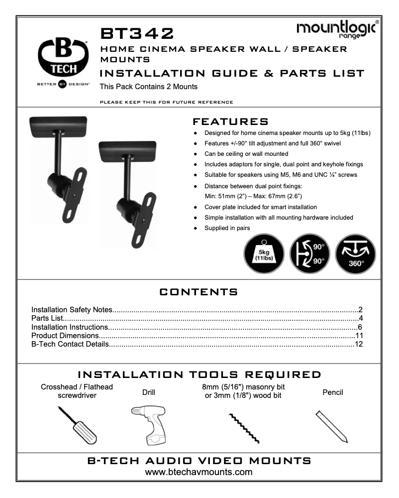 Página nº 1 - Manual de usuario B-Tech BT342