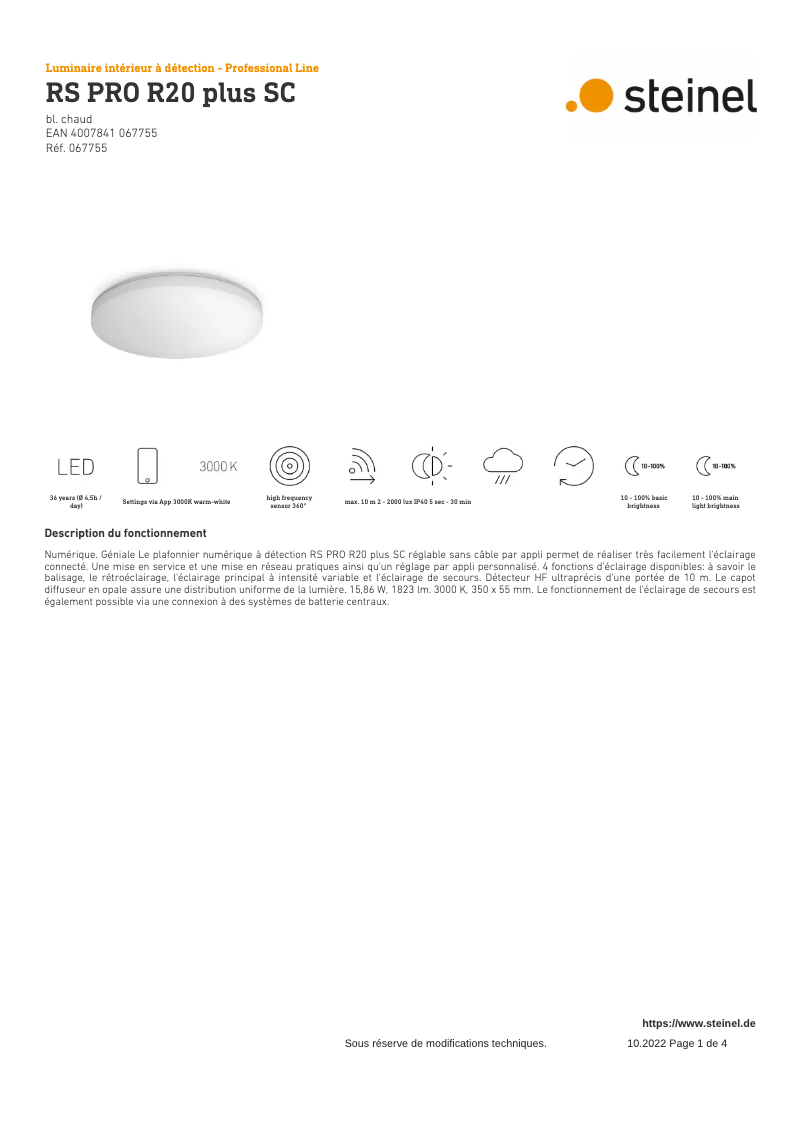 Imagen de la primera página del manual del dispositivo RS PRO R20 Plus SC