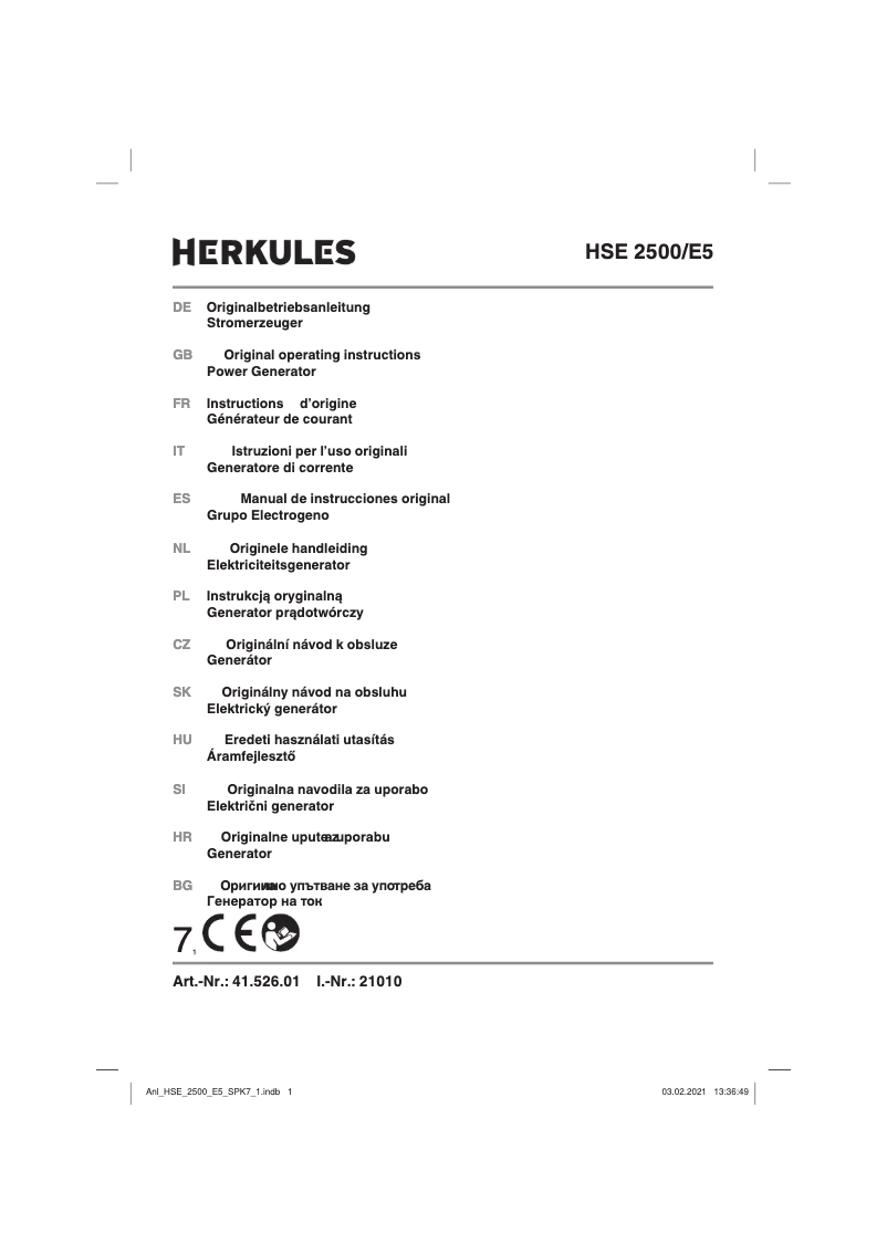 Página 1 del manual Manual de usuario Herkules HSE 2500/E5