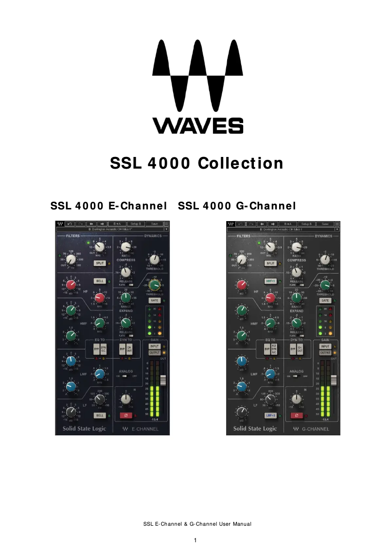 Página 1 del manual Manual de usuario Waves SSL 4000 Collection