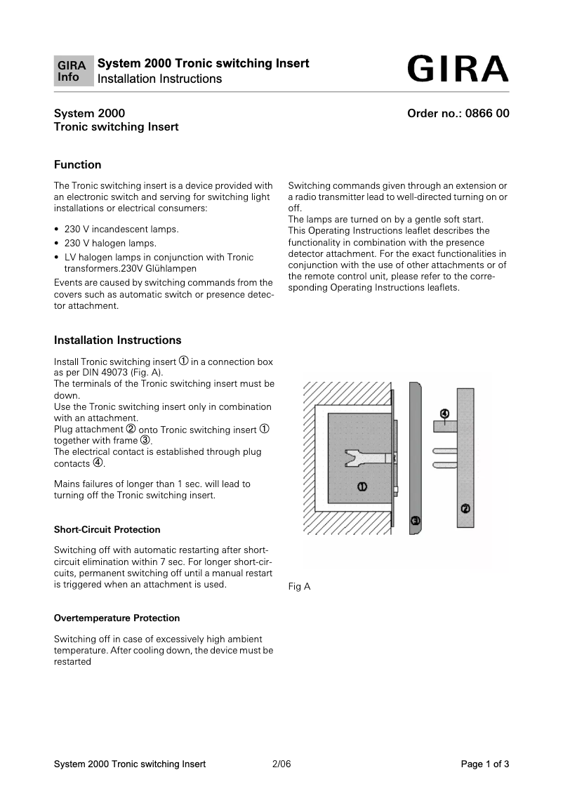 Página 1 del manual Manual de usuario Gira 086600