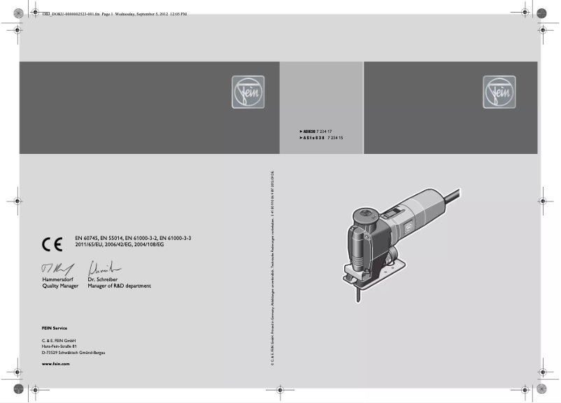 Página 1 del manual Manual de usuario Fein ASt 638