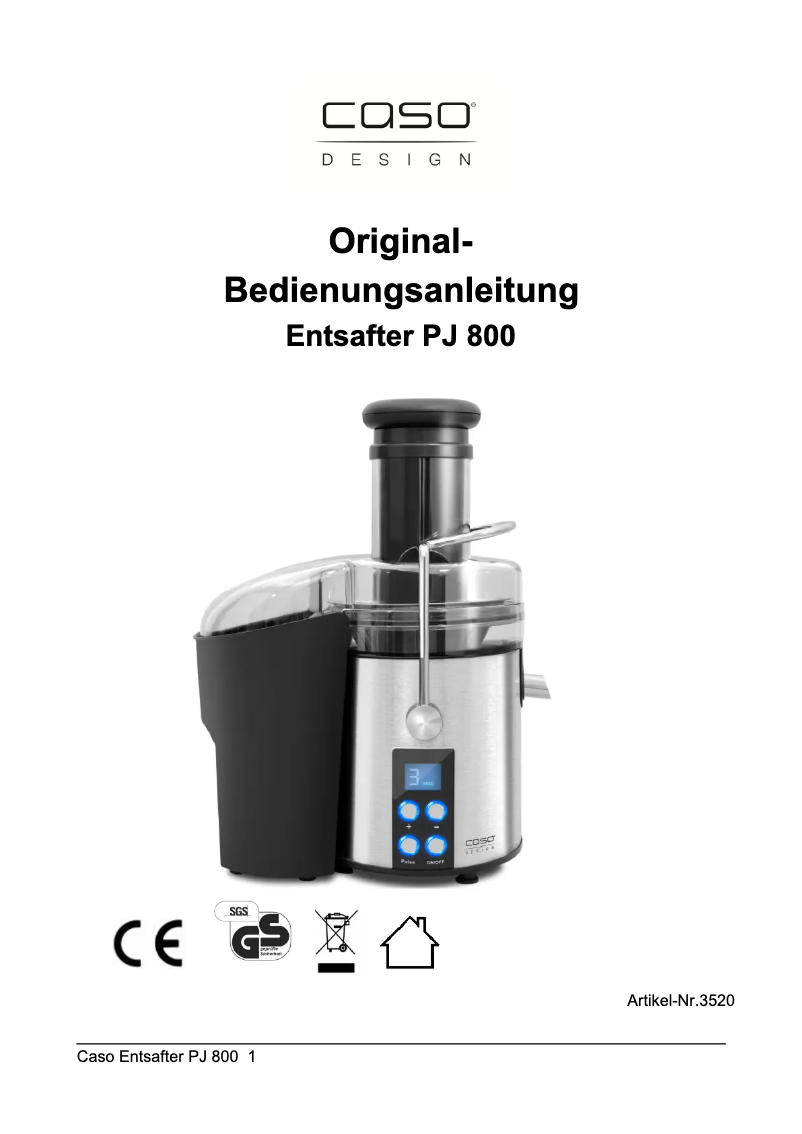 Página 1 del manual Manual de usuario Caso J800