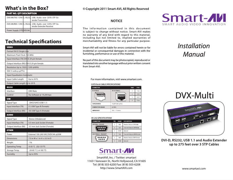 Página 1 del manual Manual de usuario Smart-AVI DVX-MURX