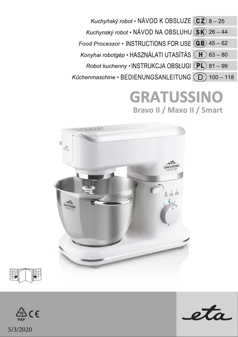 Página 1 del manual Manual de usuario Eta Gratussino Bravo II 0023 90070