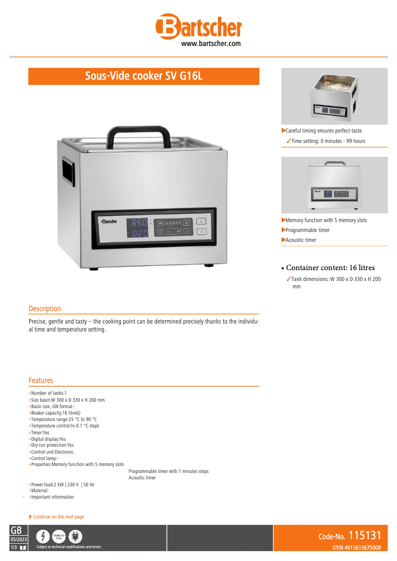 Imagen de la primera página del manual del dispositivo SV G16L