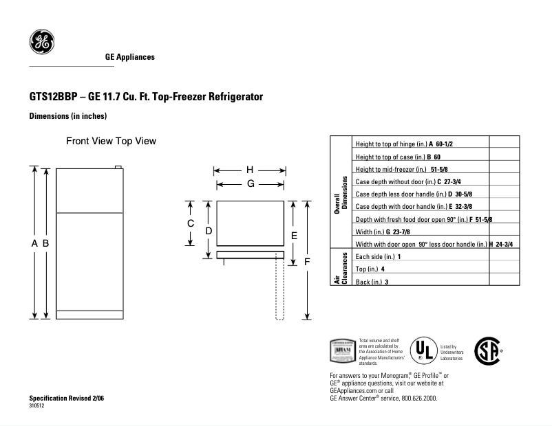 Imagen de la primera página del manual del dispositivo GTS12BBPLWW