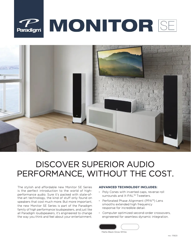 Página 1 del manual Ficha técnica Paradigm Monitor SE 3000F