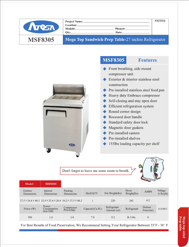 Imagen de la primera página del manual del dispositivo MSF8305