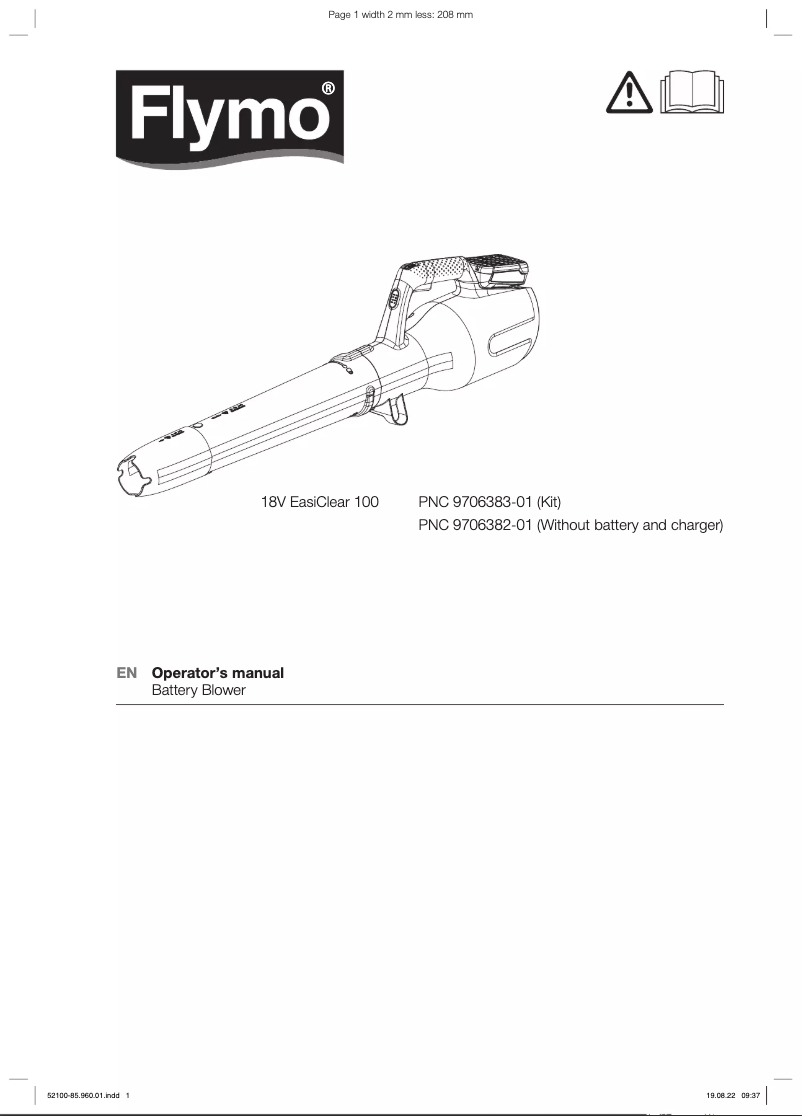 Imagen de la primera página del manual del dispositivo 18V EasiClear 100