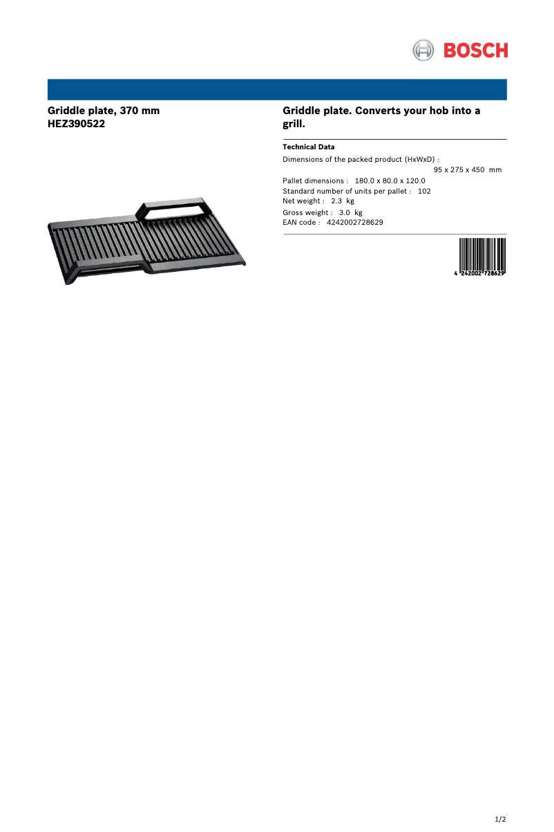 Imagen de la primera página del manual del dispositivo HEZ390522