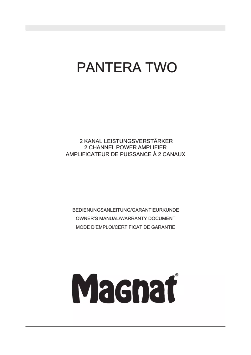 Imagen de la primera página del manual del dispositivo Pantera Two