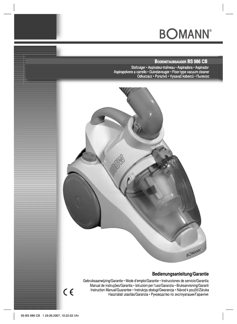 Imagen de la primera página del manual del dispositivo BS 986 CB
