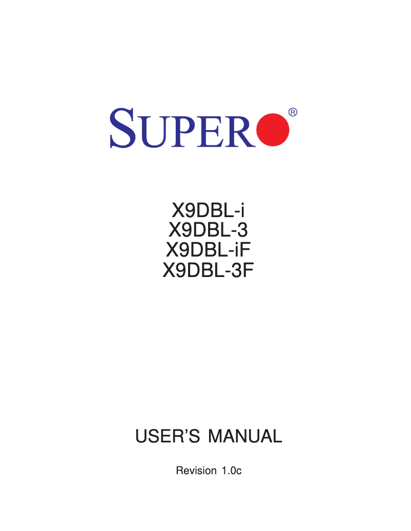Imagen de la primera página del manual del dispositivo X9DBL-i