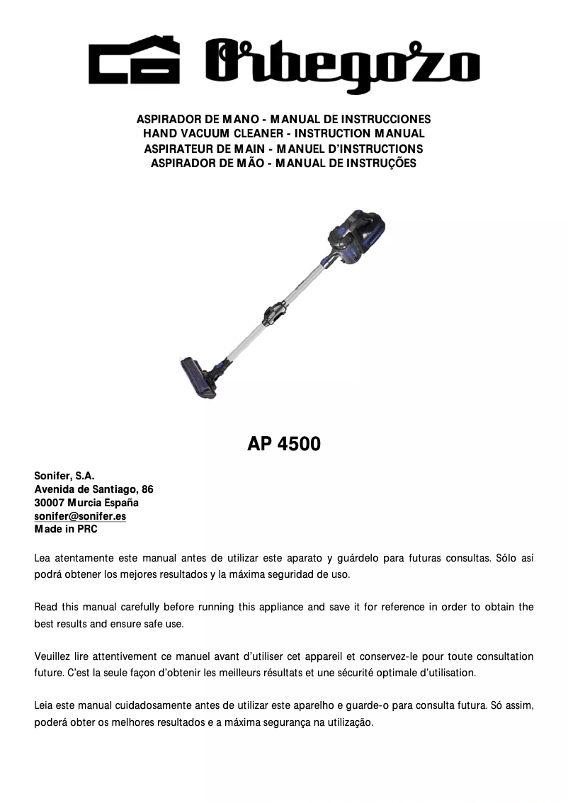 Imagen de la primera página del manual del dispositivo AP 4500