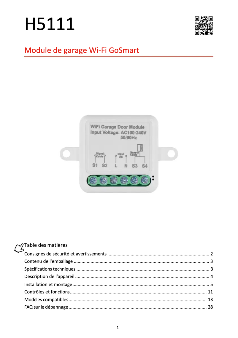 Imagen de la primera página del manual del dispositivo H5111
