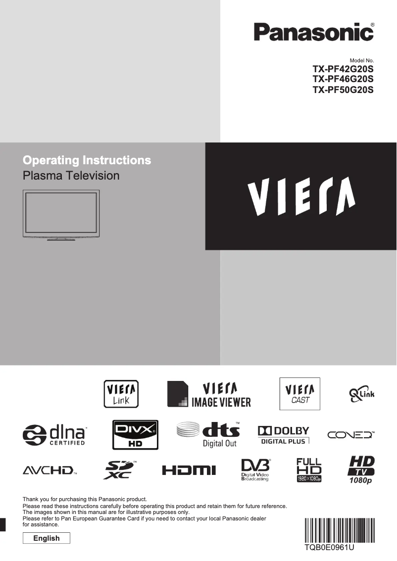 Imagen de la primera página del manual del dispositivo Viera TX-PF42G20S