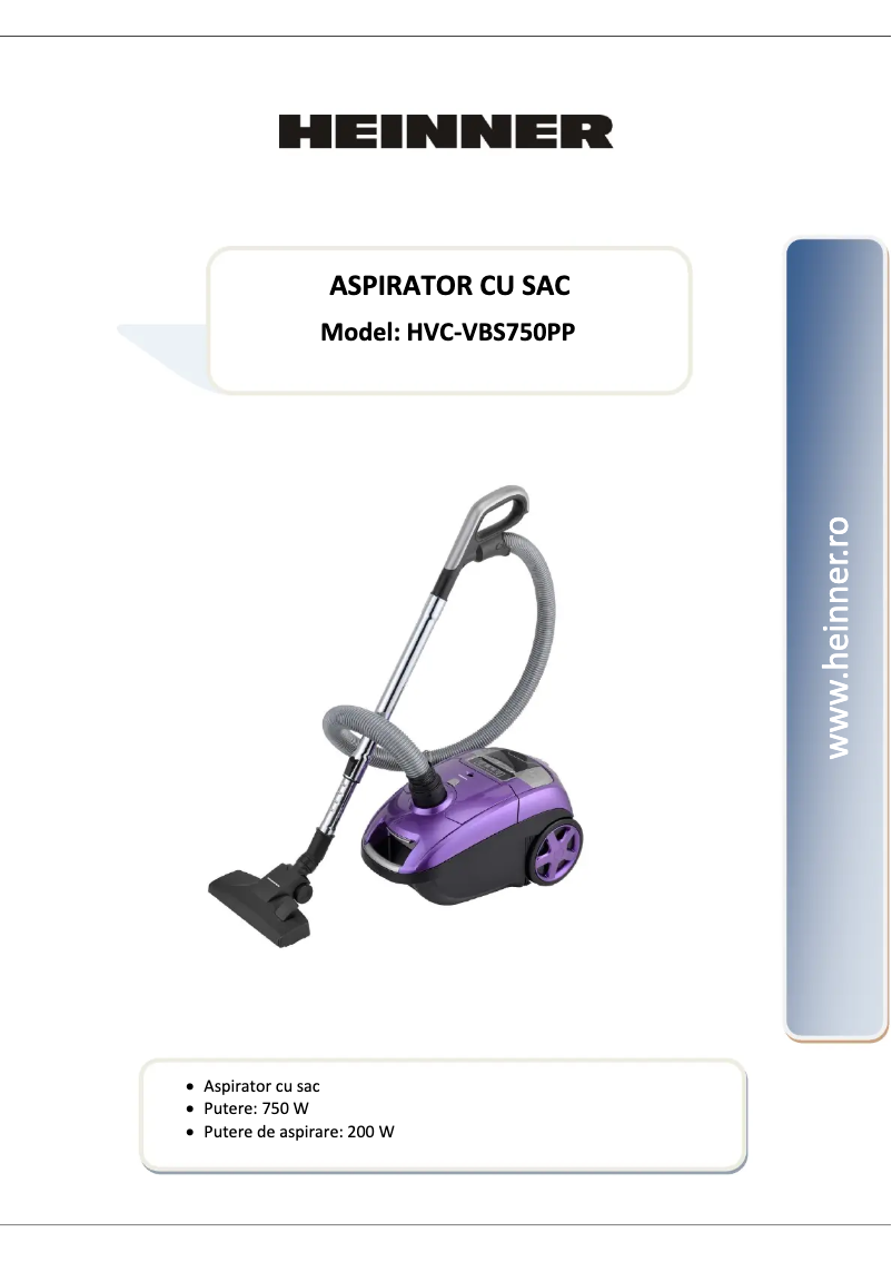 Página 1 del manual Manual de usuario Heinner HVC-VBS750PP