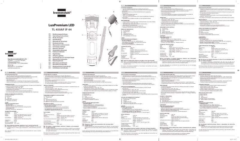 Imagen de la primera página del manual del dispositivo LuxPremium LED TL 450AF IP 44