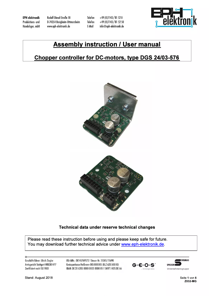 Imagen de la primera página del manual del dispositivo DGS 24/03 P DC