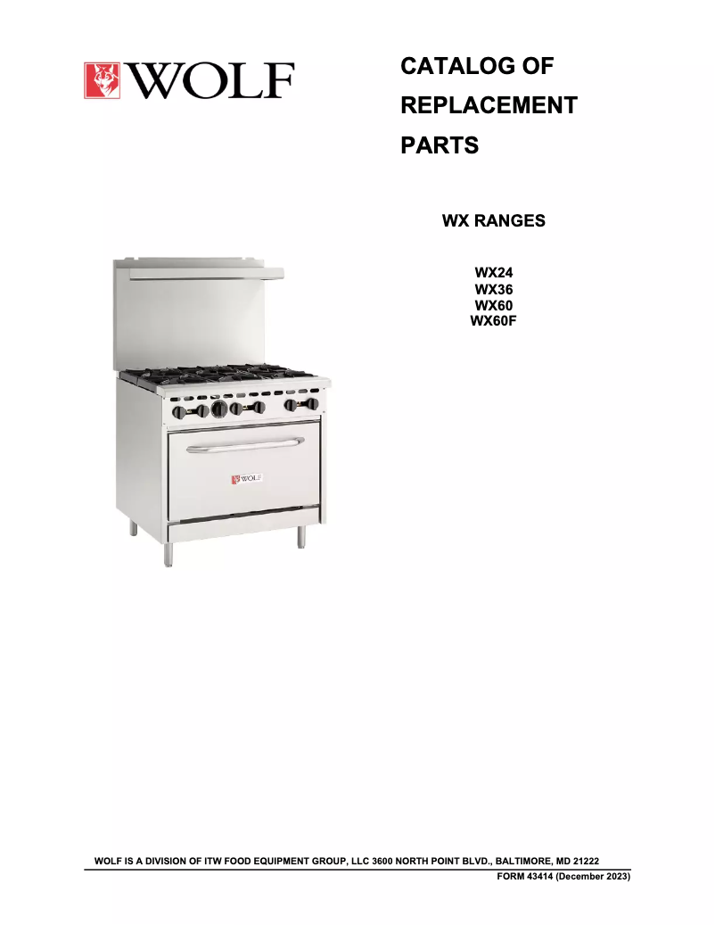 Página 1 del manual Catálogo Wolf WX60F-6B24G