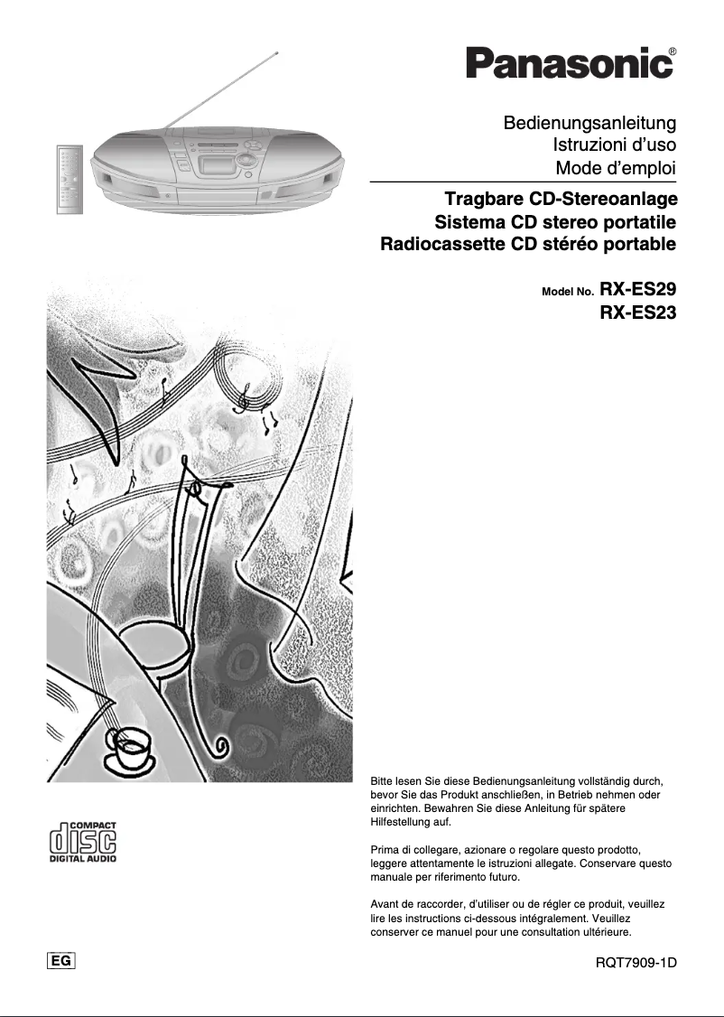 Imagen de la primera página del manual del dispositivo RX-ES23