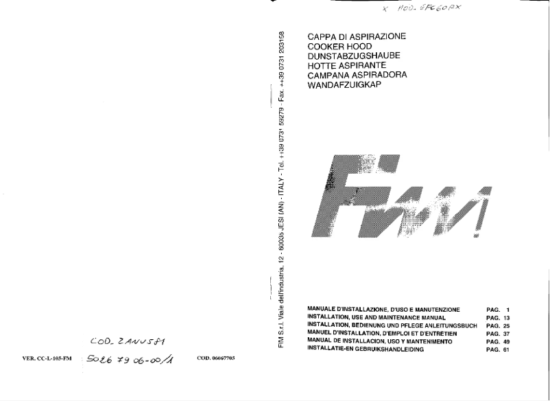 Imagen de la primera página del manual del dispositivo EFC60RX