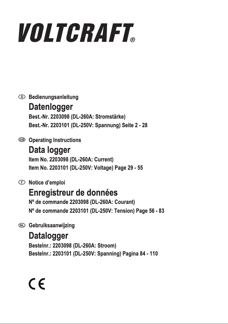 Página 1 del manual Manual de usuario Voltcraft DL-260A