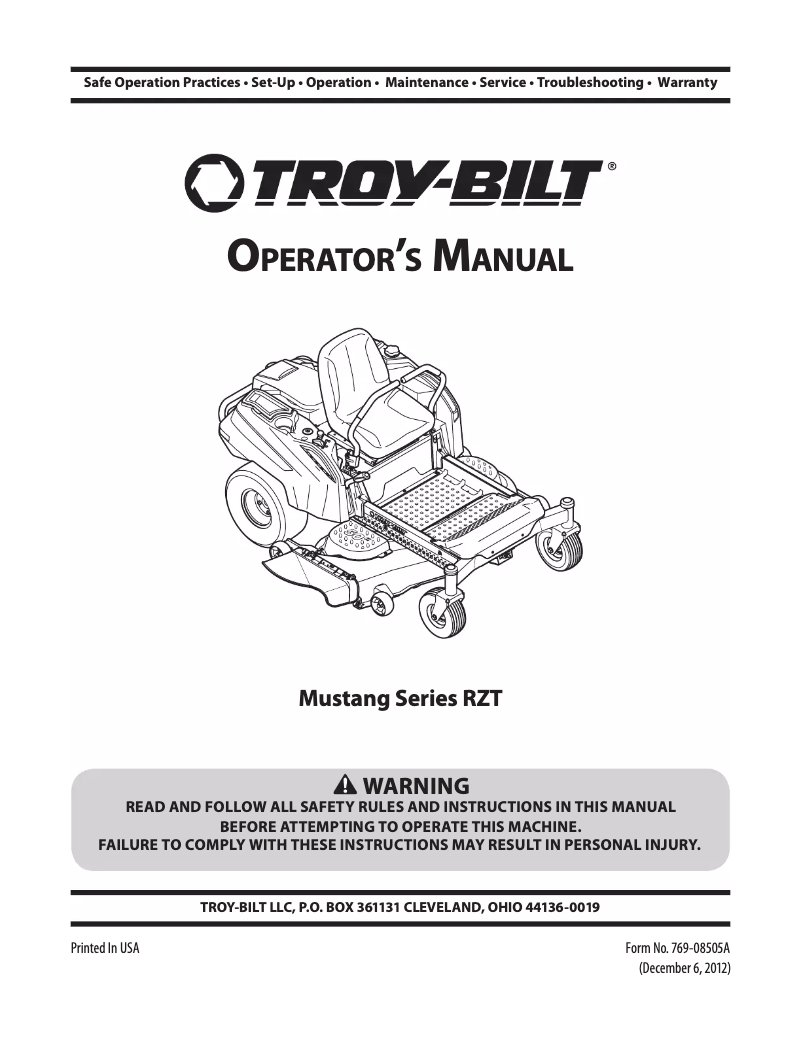 Imagen de la primera página del manual del dispositivo Mustang Pivot S 46