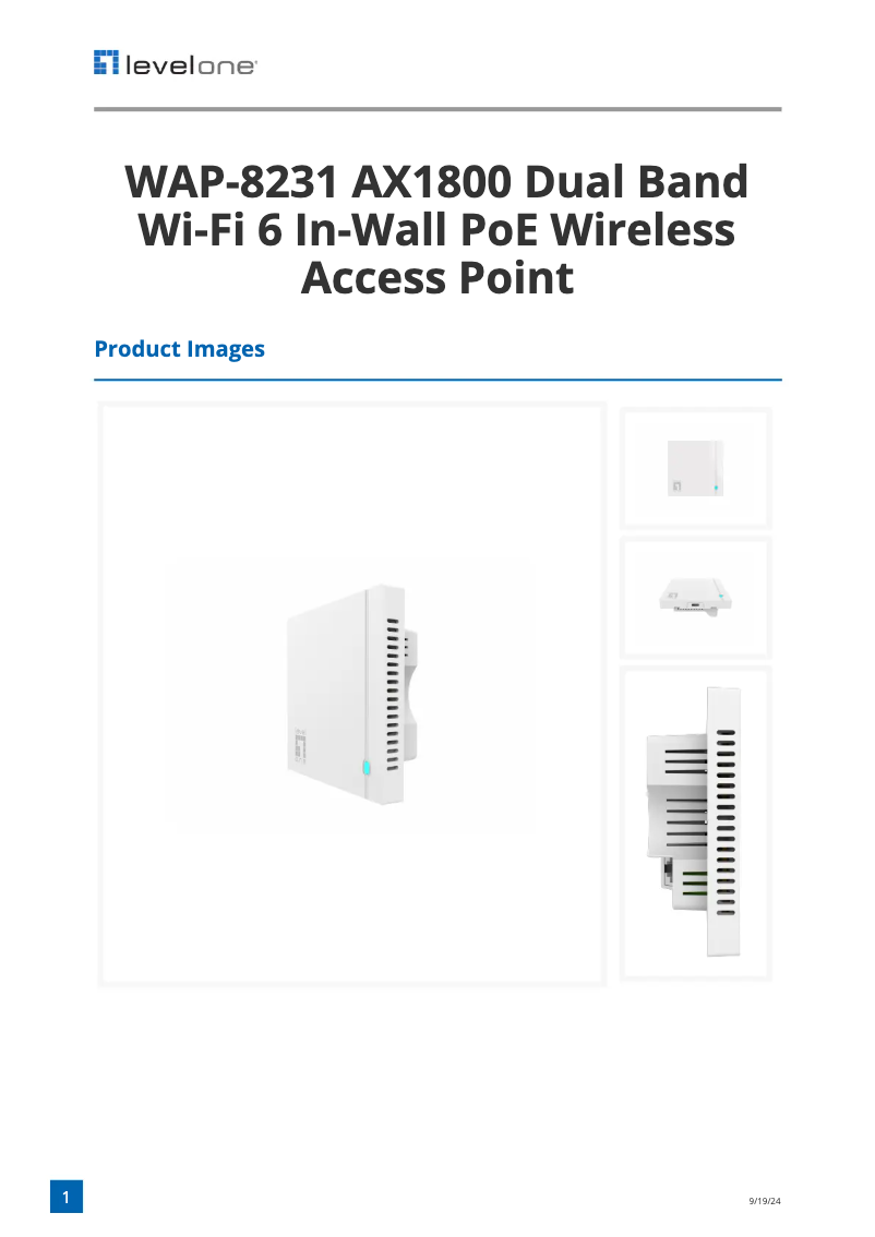 Página 1 del manual Ficha técnica LevelOne WAP-8231