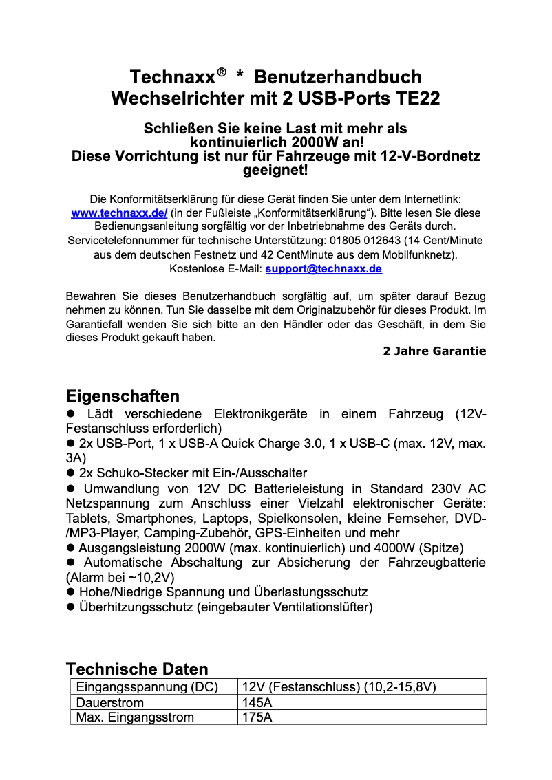 Imagen de la primera página del manual del dispositivo TE22