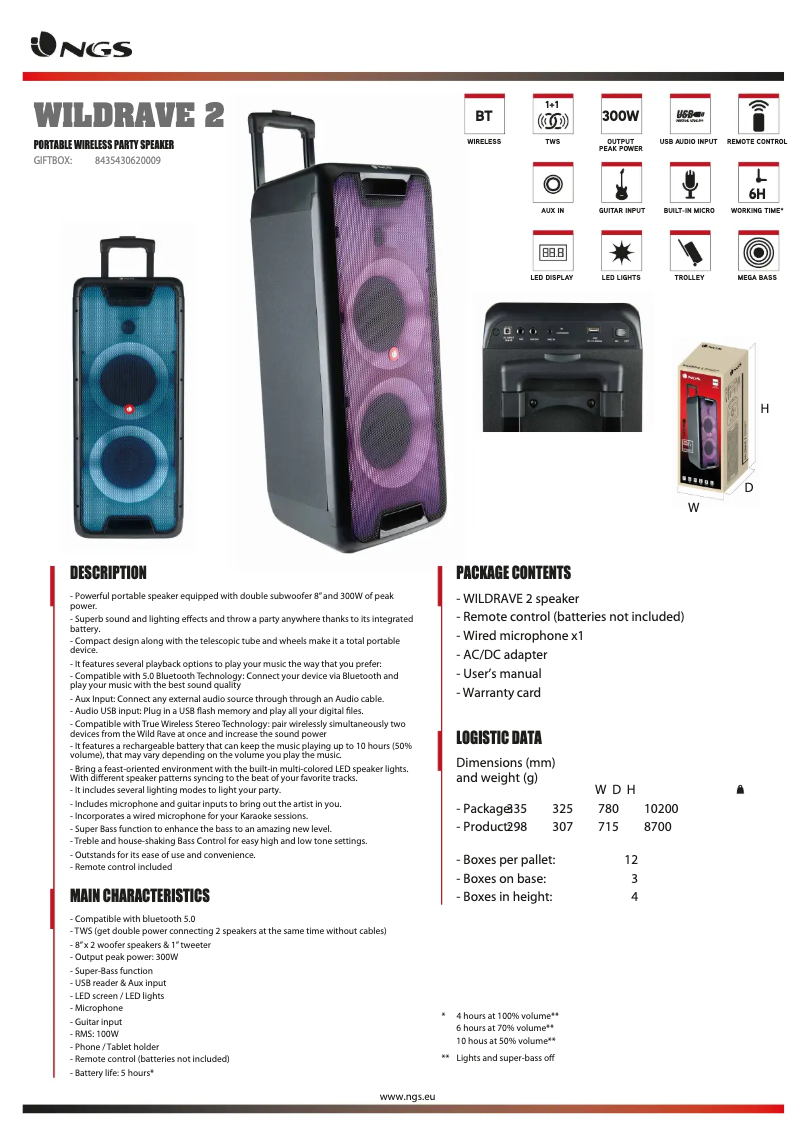Imagen de la primera página del manual del dispositivo Wild Rave 2