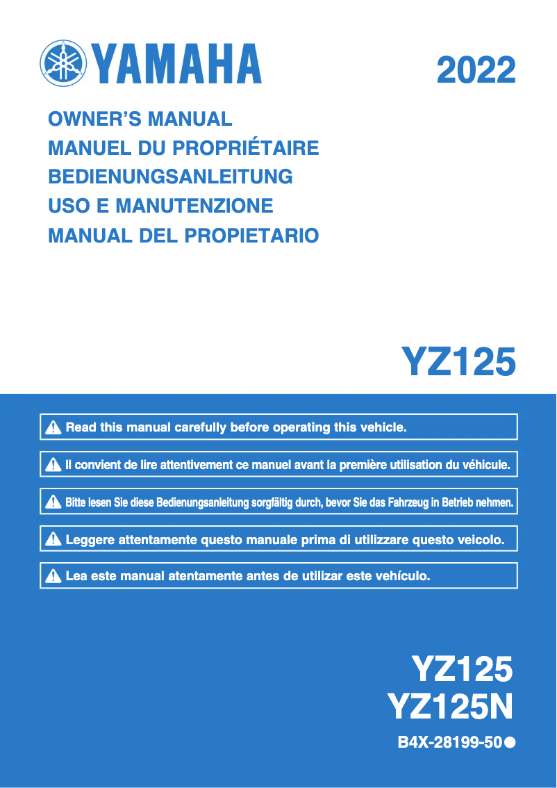 Página nº 1 - Manual de usuario Yamaha YZ125 (2022)