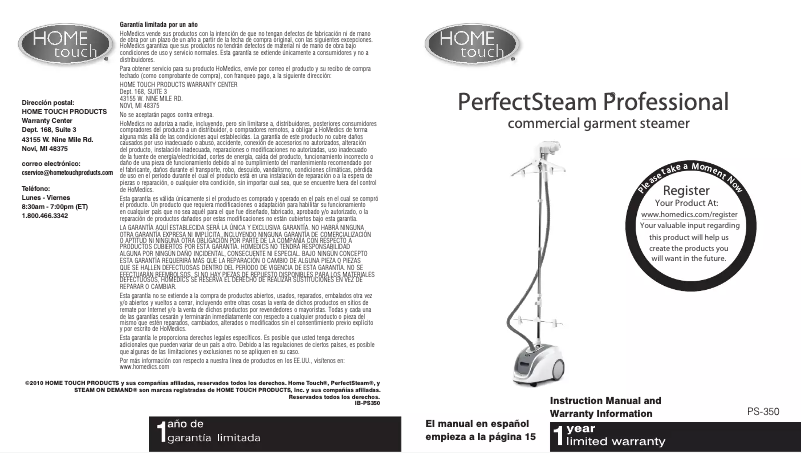 Imagen de la primera página del manual del dispositivo PS-350