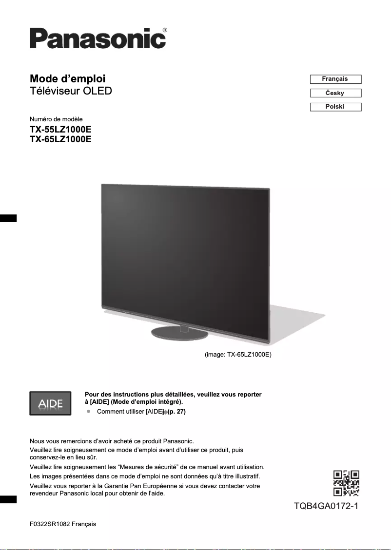 Página nº 1 - Guía de inicio rápido Panasonic TX-55LZ1000E