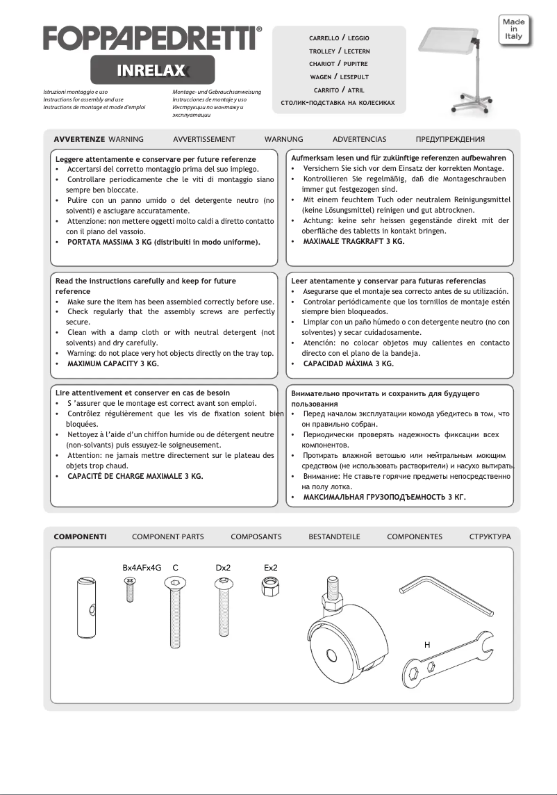 Página 1 del manual Manual de usuario Foppapedretti Inrelax