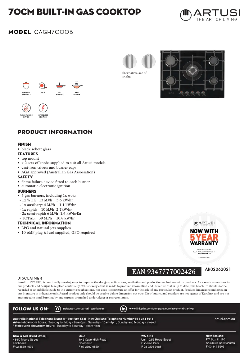 Imagen de la primera página del manual del dispositivo CAGH7000B