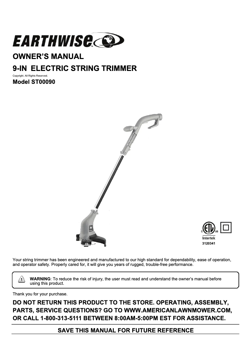 Página 1 del manual Manual de usuario Earthwise ST00090